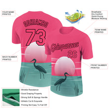 Load image into Gallery viewer, Custom Neon Pink Black 3D Pattern Design Animal Heron Performance T-Shirt
