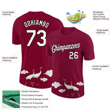 Загрузить изображение в средство просмотра галереи, Custom Maroon White-Black 3D Pattern Design Animal Crane Performance T-Shirt
