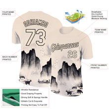 Load image into Gallery viewer, Custom Cream Black 3D Pattern Design Mountain Performance T-Shirt
