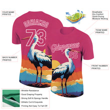 Загрузить изображение в средство просмотра галереи, Custom Neon Pink White 3D Pattern Design Animal Crane Performance T-Shirt
