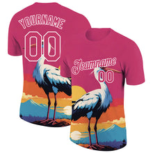 Загрузить изображение в средство просмотра галереи, Custom Neon Pink White 3D Pattern Design Animal Crane Performance T-Shirt
