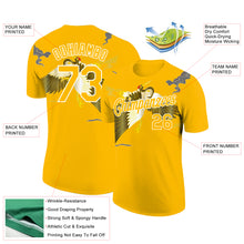 Load image into Gallery viewer, Custom Gold White 3D Pattern Design Animal Crane Performance T-Shirt
