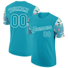 Загрузить изображение в средство просмотра галереи, Custom Teal White 3D Pattern Design Animal Crane Performance T-Shirt
