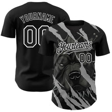 Загрузить изображение в средство просмотра галереи, Custom Black White 3D Pattern Design Animal Pitbull Dog Authentic Baseball Jersey
