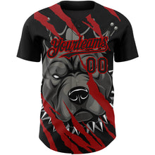 Загрузить изображение в средство просмотра галереи, Custom Black Red 3D Pattern Design Animal Pitbull Dog Authentic Baseball Jersey
