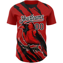 Загрузить изображение в средство просмотра галереи, Custom Red Black-White 3D Pattern Design Animal Cardinal Bird Authentic Baseball Jersey
