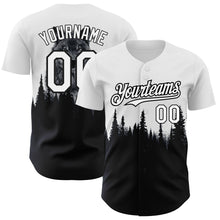 Load image into Gallery viewer, Custom White Black 3D Pattern Design Animal Wolf Authentic Baseball Jersey
