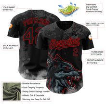 Load image into Gallery viewer, Custom Black Red 3D Pattern Design Animal Wolf Authentic Baseball Jersey
