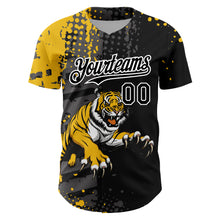 Charger l&#39;image dans la galerie, Custom Black Yellow-White 3D Pattern Design Animal Tiger Authentic Baseball Jersey
