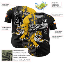 Charger l&#39;image dans la galerie, Custom Black Yellow-White 3D Pattern Design Animal Tiger Authentic Baseball Jersey
