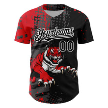 Загрузить изображение в средство просмотра галереи, Custom Black Red-White 3D Pattern Design Animal Tiger Authentic Baseball Jersey
