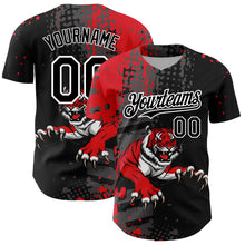 Загрузить изображение в средство просмотра галереи, Custom Black Red-White 3D Pattern Design Animal Tiger Authentic Baseball Jersey
