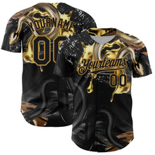 Загрузить изображение в средство просмотра галереи, Custom Black Old Gold 3D Pattern Design Animal Snake Authentic Baseball Jersey
