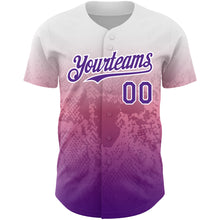 Charger l&#39;image dans la galerie, Custom White Purple-Pink 3D Pattern Design Gradient Style Animal Snake Authentic Baseball Jersey
