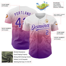 Charger l&#39;image dans la galerie, Custom White Purple-Pink 3D Pattern Design Gradient Style Animal Snake Authentic Baseball Jersey
