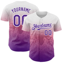 Charger l&#39;image dans la galerie, Custom White Purple-Pink 3D Pattern Design Gradient Style Animal Snake Authentic Baseball Jersey
