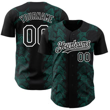 Charger l&#39;image dans la galerie, Custom Black Midnight Green-White 3D Pattern Design Animal Snake Authentic Baseball Jersey
