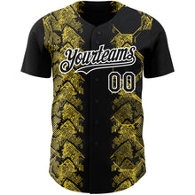 Charger l&#39;image dans la galerie, Custom Black Yellow-White 3D Pattern Design Animal Snake Authentic Baseball Jersey
