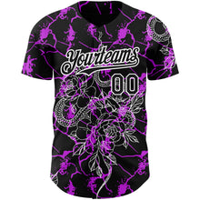 Charger l&#39;image dans la galerie, Custom Black Purple-White 3D Pattern Design Animal Snake Authentic Baseball Jersey
