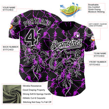 Charger l&#39;image dans la galerie, Custom Black Purple-White 3D Pattern Design Animal Snake Authentic Baseball Jersey
