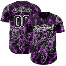 Charger l&#39;image dans la galerie, Custom Black Purple-White 3D Pattern Design Animal Snake Authentic Baseball Jersey
