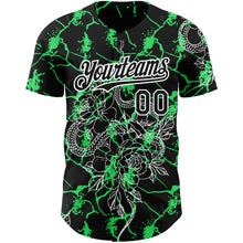 Charger l&#39;image dans la galerie, Custom Black Neon Green-White 3D Pattern Design Animal Snake Authentic Baseball Jersey
