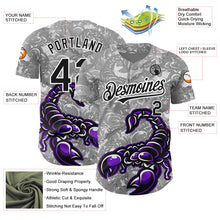 Charger l&#39;image dans la galerie, Custom Gray Black-White 3D Pattern Design Animal Scorpion Authentic Baseball Jersey
