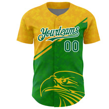 Charger l&#39;image dans la galerie, Custom Yellow Kelly Green-White 3D Pattern Design Animal Eagle Authentic Baseball Jersey
