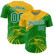 Charger l&#39;image dans la galerie, Custom Yellow Kelly Green-White 3D Pattern Design Animal Eagle Authentic Baseball Jersey
