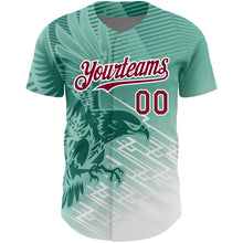 Charger l&#39;image dans la galerie, Custom Teal Crimson-White 3D Pattern Design Animal Eagle Authentic Baseball Jersey
