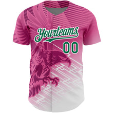 Charger l&#39;image dans la galerie, Custom Pink Kelly Green-White 3D Pattern Design Animal Eagle Authentic Baseball Jersey
