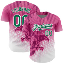 Charger l&#39;image dans la galerie, Custom Pink Kelly Green-White 3D Pattern Design Animal Eagle Authentic Baseball Jersey
