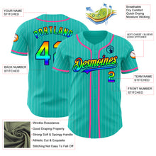 Charger l&#39;image dans la galerie, Custom Aqua White Pinstripe Rainbow Navy-Pink 3D Authentic Baseball Jersey
