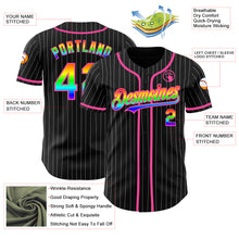 Charger l&#39;image dans la galerie, Custom Black White Pinstripe Rainbow-Pink 3D Authentic Baseball Jersey
