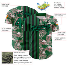 Charger l&#39;image dans la galerie, Custom Kelly Green Black 3D Pattern Design Tropical Palm Leaves And Famingo Authentic Baseball Jersey
