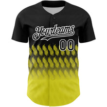 Charger l&#39;image dans la galerie, Custom Black Light Yellow-White 3D Pattern Design Lines Authentic Baseball Jersey
