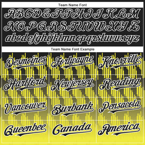 Custom Black Light Yellow-White 3D Pattern Design Lines Authentic Baseball Jersey