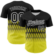 Charger l&#39;image dans la galerie, Custom Black Light Yellow-White 3D Pattern Design Lines Authentic Baseball Jersey
