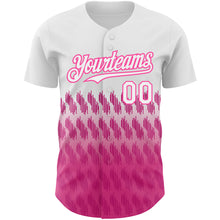 Загрузить изображение в средство просмотра галереи, Custom White Pink 3D Pattern Design Lines Authentic Baseball Jersey
