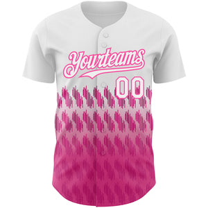 Custom White Pink 3D Pattern Design Lines Authentic Baseball Jersey