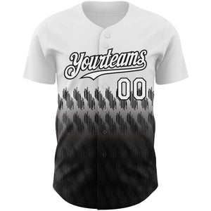 Custom White Black 3D Pattern Design Lines Authentic Baseball Jersey