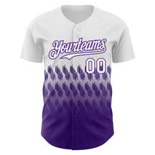 Загрузить изображение в средство просмотра галереи, Custom White Purple 3D Pattern Design Lines Authentic Baseball Jersey
