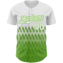 Load image into Gallery viewer, Custom White Neon Green 3D Pattern Design Lines Authentic Baseball Jersey
