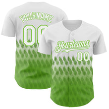 Load image into Gallery viewer, Custom White Neon Green 3D Pattern Design Lines Authentic Baseball Jersey
