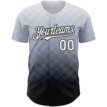 Charger l&#39;image dans la galerie, Custom Gray White-Black 3D Pattern Design Square Authentic Baseball Jersey
