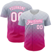 Charger l&#39;image dans la galerie, Custom Gray White-Pink 3D Pattern Design Square Authentic Baseball Jersey
