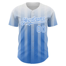 Загрузить изображение в средство просмотра галереи, Custom White Light Blue 3D Pattern Design Stripes Authentic Baseball Jersey
