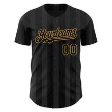 Загрузить изображение в средство просмотра галереи, Custom Black Old Gold 3D Pattern Design Stripes Authentic Baseball Jersey
