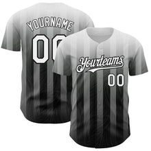 Charger l&#39;image dans la galerie, Custom Gray White-Black 3D Pattern Design Stripes Authentic Baseball Jersey
