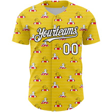 Charger l&#39;image dans la galerie, Custom Yellow White-Black 3D Pattern Design Duck Authentic Baseball Jersey
